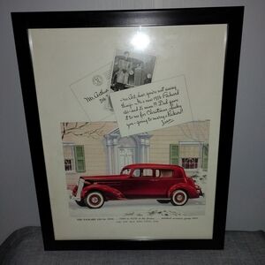 Classic Red Car Wall Art with Black Frame